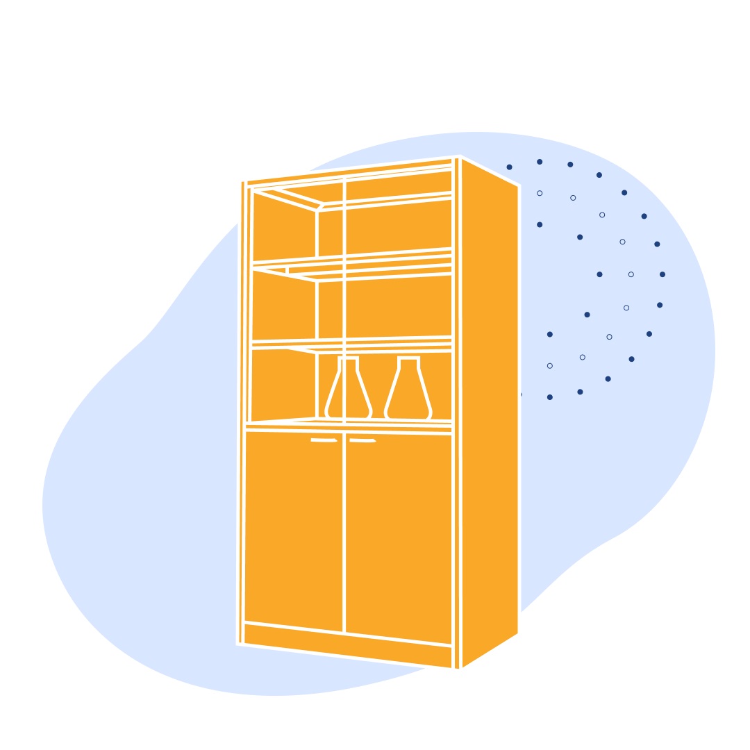 Шкаф лабораторный 420 ШП (полузакрытый) Квадро 420х420х1800 мм